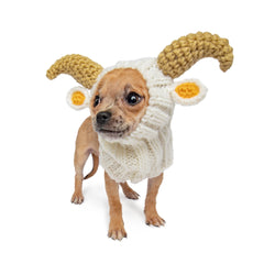 Goat & Ram dog snood, front view