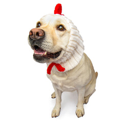 White Rooster dog snood, front view