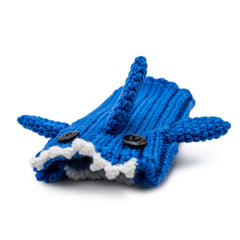 Baby Shark dog snood, 3/4 angle view