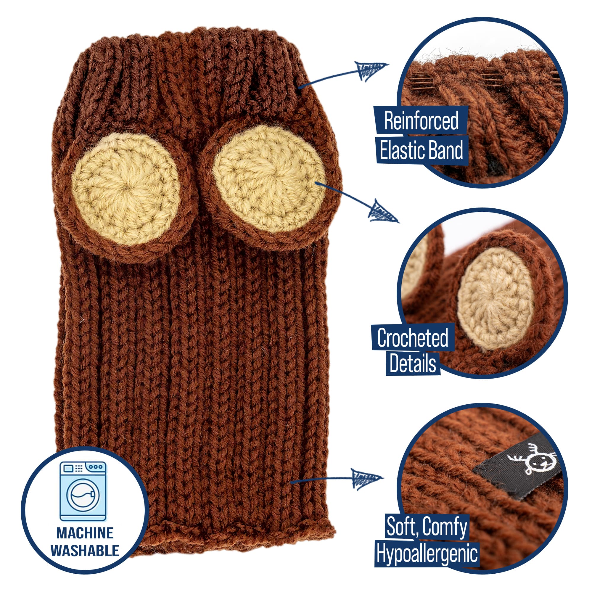 小物 GOOD GRIEF! Ribbed Knit Snood Grizzly Bear Zoo Snood - The Viral Cute Crochet Dog Snood